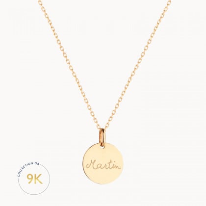 collier médaille personnalisé 9 carats merci maman