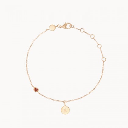 Braccialetto personalizzato con pietra della nascita placcato oro Granato rosso merci maman