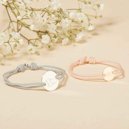 Personalisiertes Armband mit Illustration zur Taufe oder Kommunion vergoldet merci maman