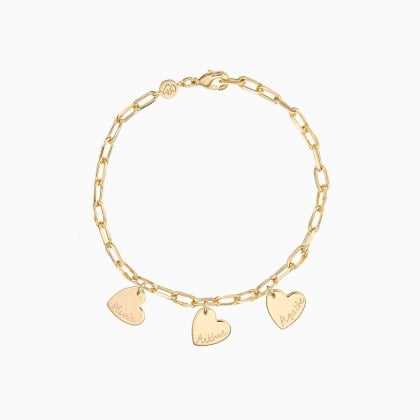 Personalised Heart Dainty Love Links Bracelet gold plated merci maman
