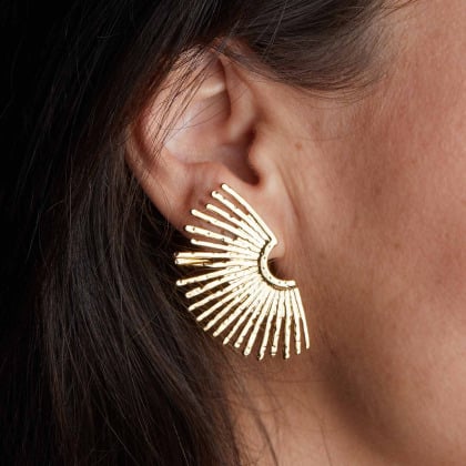 Boucles d’oreilles Demi-Soleil en acier doré merci maman