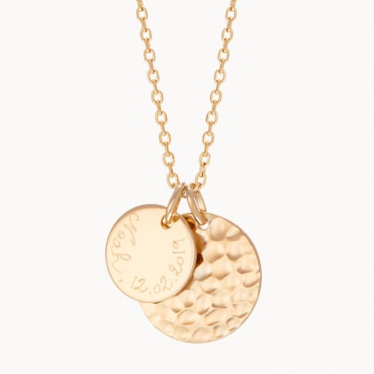 Collana Personalizzata Doppio Disco Martellato placcato oro merci maman