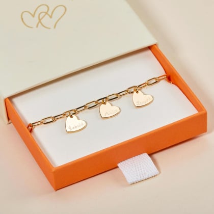 Personalised Heart Dainty Love Links Bracelet gold plated merci maman