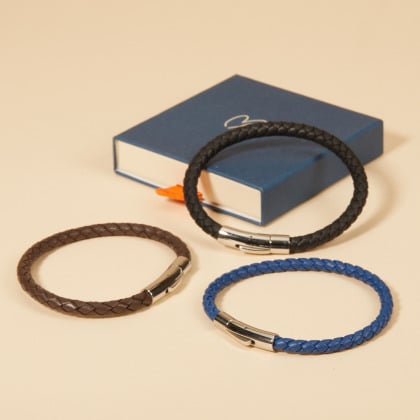 Men's Personalised Large Leather Bracelet merci maman