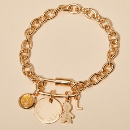 Bracciale personalizzato Portafortuna placcato in oro merci maman