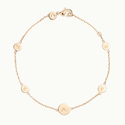 Bracciale con medaglie personalizzato con iniziali placcato oro merci maman