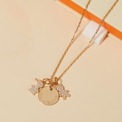 Personalised Pavé Crystal Mummy Necklace Gold Plated Merci Maman