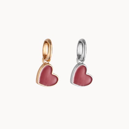 Charm mini Cuore rosso placcato oro argento sterling merci maman
