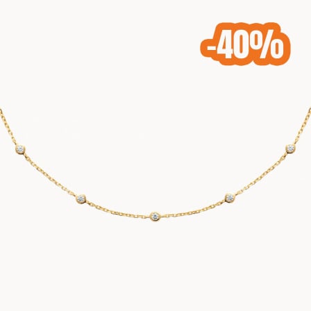 Crystal Solitaire Necklace gold plated merci maman