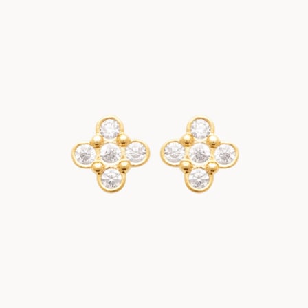 Crystal Clover Stud Earrings gold plated merci maman