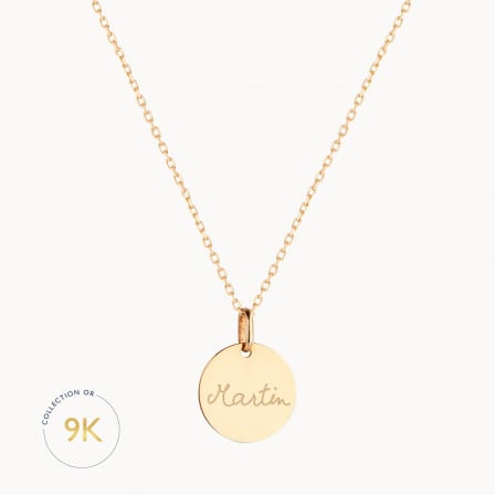 personalised 9 carat gold disc necklace merci maman