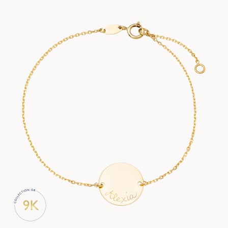 Bracelet personnalisé pastille sur chaîne en or 9 carats merci maman