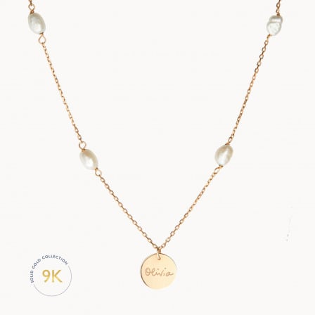 personalised 9 carat gold pearl necklace merci maman