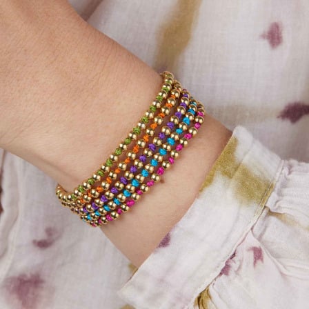 Buntes Perlenarmband in goldfarbenem Edelstahl merci maman