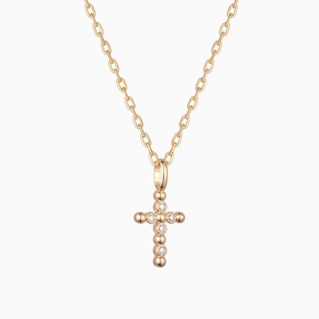 Collana con croce di perline placcato in oro merci maman