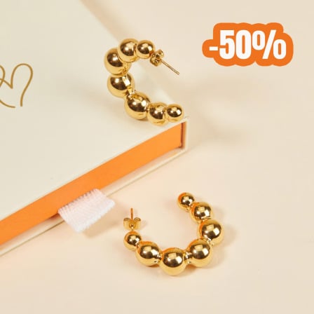 Beaded Hoop Earrings in Golden Stainless Steel merci maman