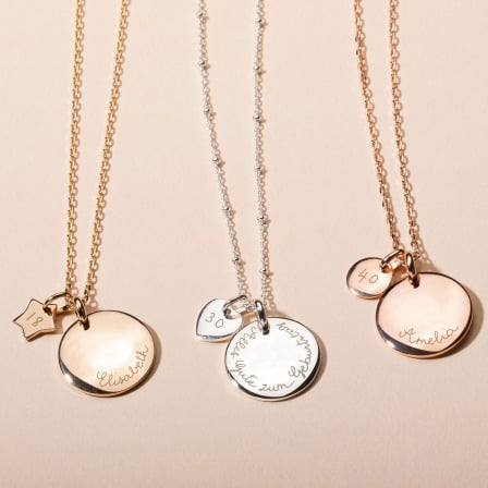 Personalisierte Gebrutstags Halskette vergoldet merci maman