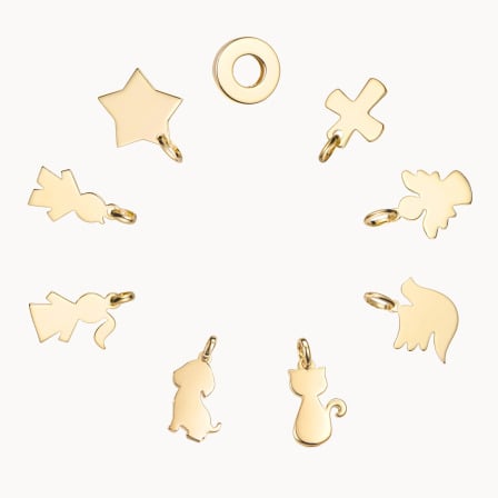 Einzelner, personalisierter Charm vergoldet merci maman