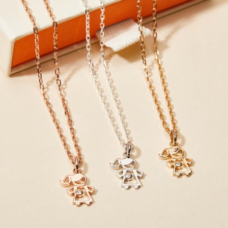 Children's Mini Crystal Girl Necklace gold plated merci maman