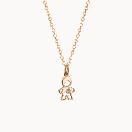 Children's Mini Crystal Boy Necklace gold plated merci maman