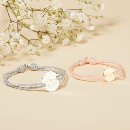 Personalisiertes Armband mit Illustration zur Taufe oder Kommunion vergoldet merci maman