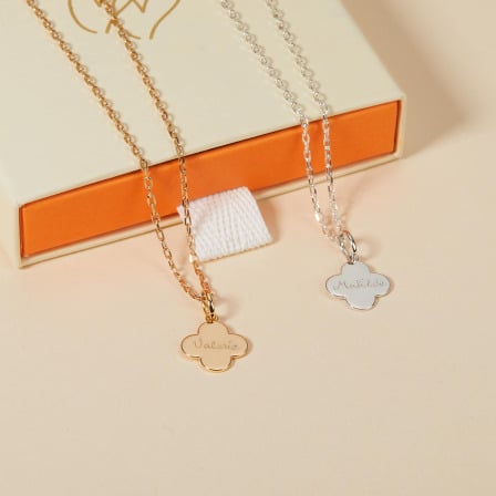 Clover Cross Necklace Gold Plated Merci Maman