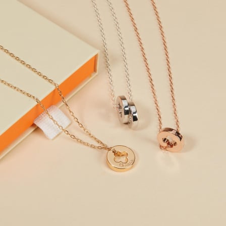 Personalised Clover Cross Unity Name Necklace Gold Plated Merci Maman