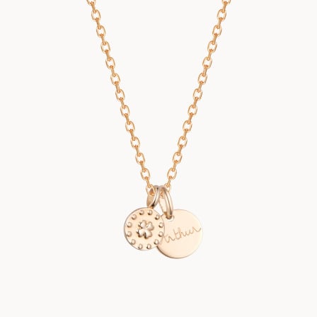 Personalised Clover Necklace  gold plated merci maman