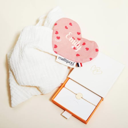 Merci Maman x Mellipou Doudou Diaper and personalised Bracelet Gift Set