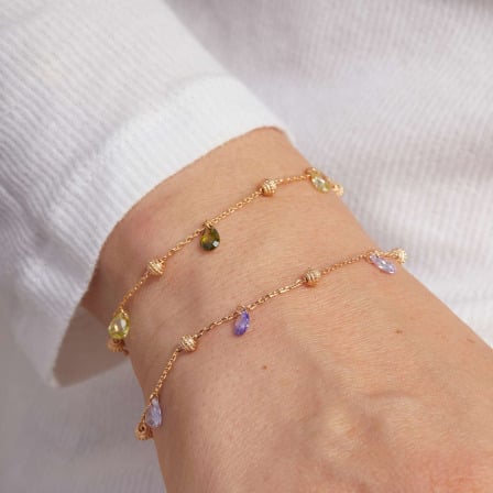 Bracelet Gouttes Cristal plaqué or merci maman