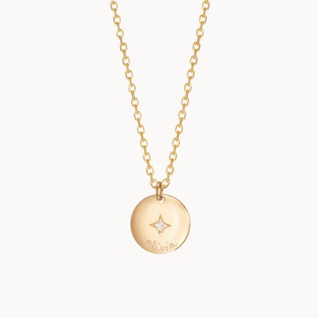 Collana personalizzata con stella in cristallo su disco merci maman