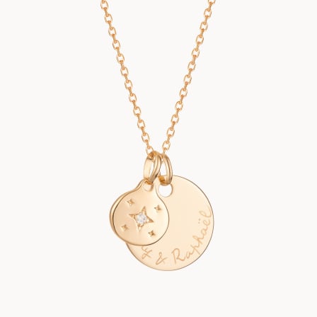 Collar personalizado con estrella de cristal baño de oro merci maman