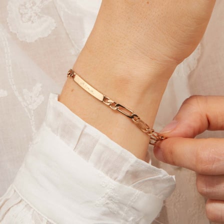 Bracelet gourmette personnalisé plaqué or merci maman