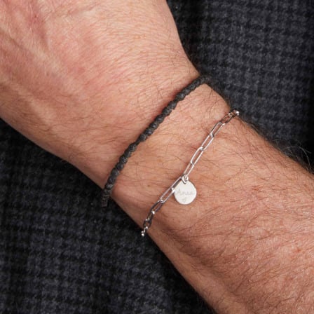 Bracelet Chaîne Fine Love Links Personnalisé pour homme argent merci maman