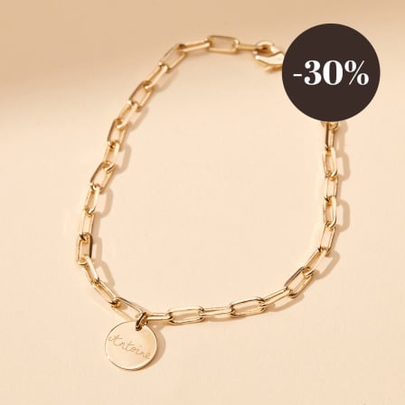 Personalised Dainty Love Links Bracelet gold plated merci maman