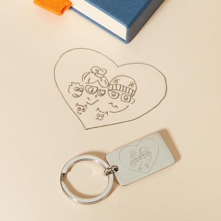 Dibujado por Ti - Llavero personalizado rectangular en acero
