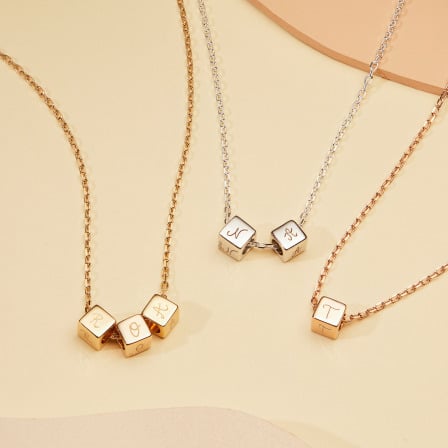 personalised dice necklace gold plated sterling silver rosegold plated merci maman