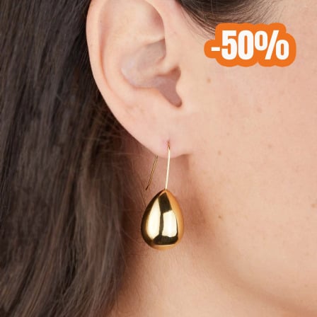 Drop Earrings in Golden Stainless Steel merci maman