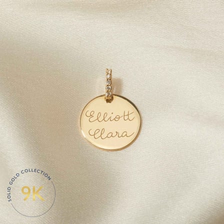 Personalised 9 Carat Gold Diamond Disc merci maman