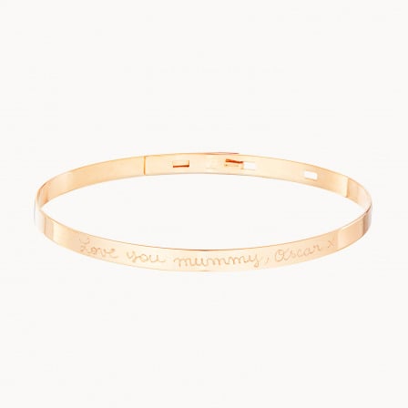 Jonc semi-rigide personnalisé plaqué or merci maman