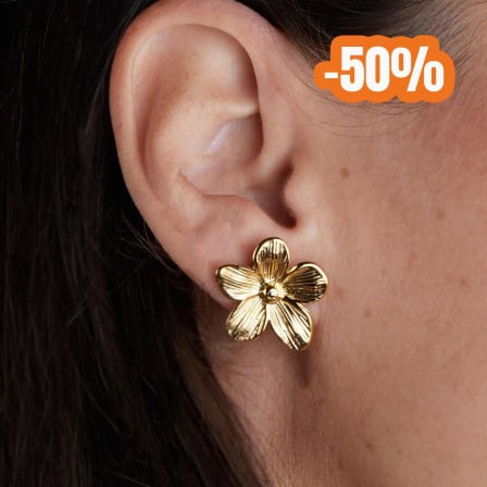 Flower Earrings in Golden Stainless Steel