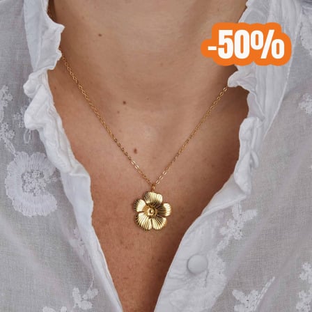 Flower Necklace in Golden Stainless Steel merci maman