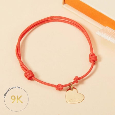 Bracelet personnalisé Prénom Coeur en or 9 carats merci maman