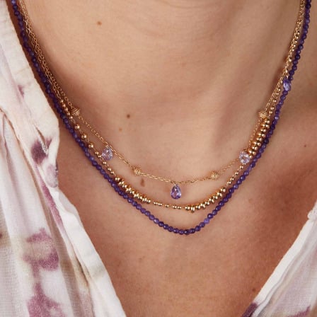 Edelsteinkette vergoldet merci maman