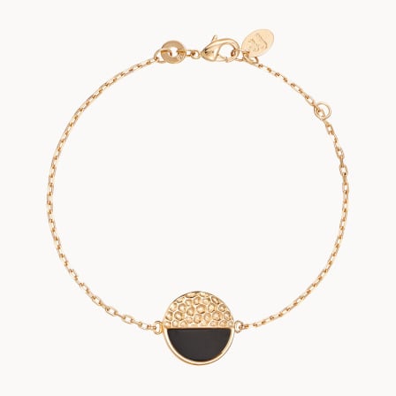 Bracelet personnalisé Martelé et Pierre Fine plaqué or merci maman