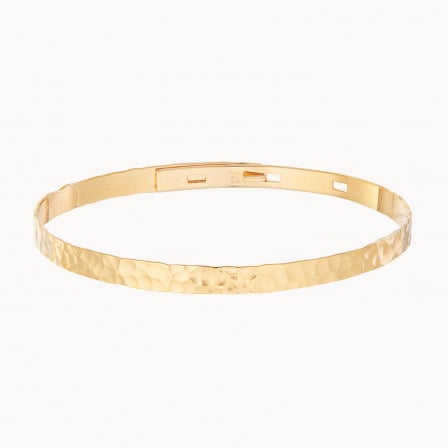 Brazalete personalizado martelé con cierre baño oro merci maman