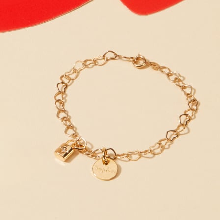 Bracelet personnalisé Chaîne Cœur Merci Maman