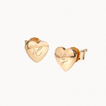 personalised heart stud earrings gold plated merci maman