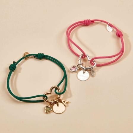 Personalised Heart Lucky Charm Braid Bracelet gold plated merci maman