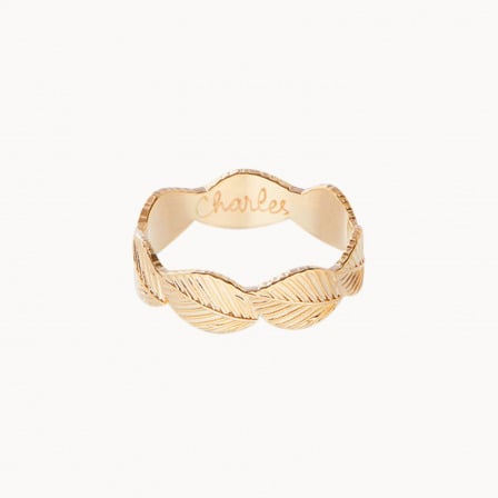 personalised leaf ring gold plated merci maman